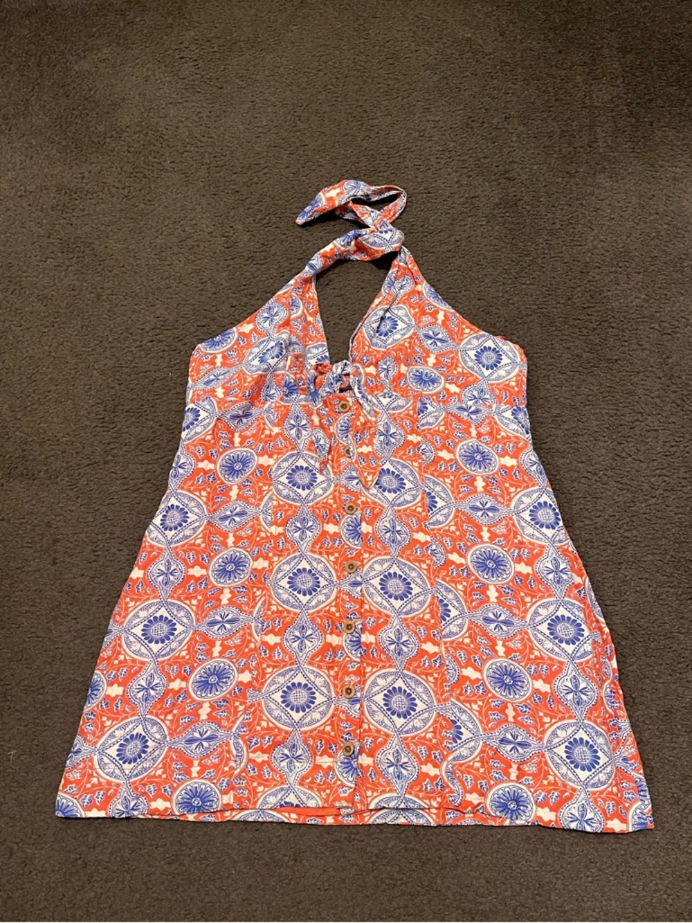 Anthropologie Maeve Tie Front Printed Halter Mini Dress NWT - Picture 5 of 9